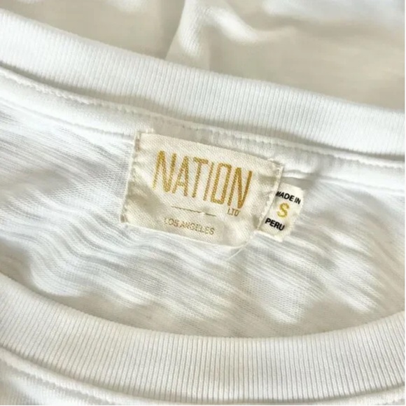 Nation LTD Cecilia Balloon Sleeve Tee White Pima Cotton Minimalist Sz Small - Picture 4 of 7